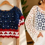 Duas blusas de crochê com tramas abertas para o verão 2026