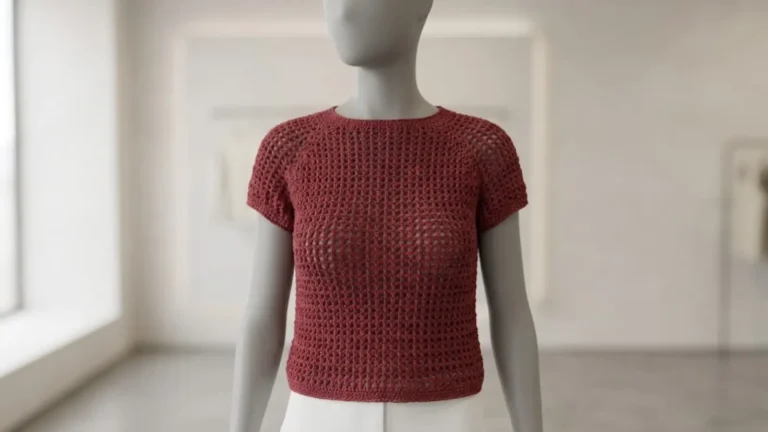 Blusa Marsala em crochê com pontos fantasia e detalhes vazados