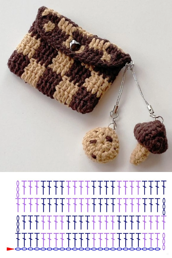 grafico dos pontos de croche para mini bolsa de croche 
